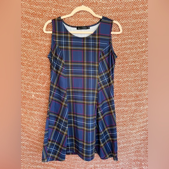 Allegra K Dresses & Skirts - Navy Plaid Sleeveless Mini Dress